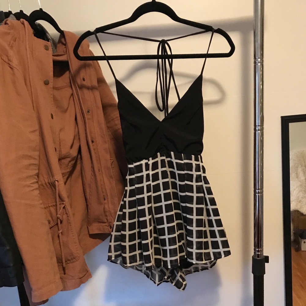 Grid pattern romper